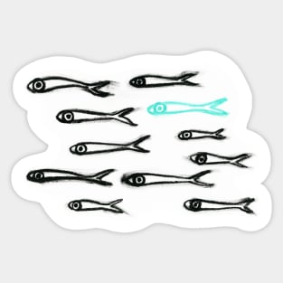 School of skinny fish with non-conformist III/IV (cut-out) Sticker